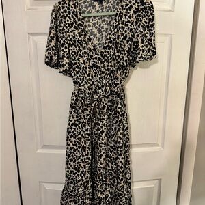 Leopard Print Faux Wrap Dress
